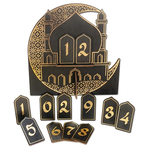 Papierdrachen Ramadan Countdown Holz - zum Aufstellen - schwarz lackiert - Dekoration - Zuckerfest Set 02 von Papierdrachen