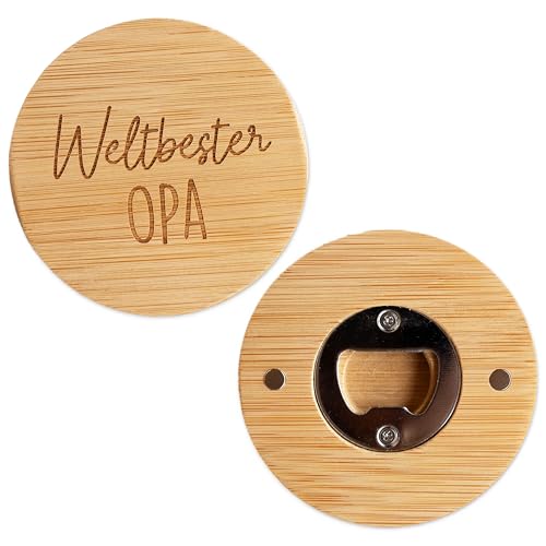 Papierdrachen Flaschenöffner aus Holz mit Gravur Opa - originelles Geschenk - Geburtstag - Set 02 von Papierdrachen