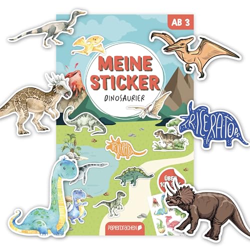 Papierdrachen Stickerblock Dinosaurier - Über 80 Vielfältige Sticker | Perfekt für Kreatives Gestalten | tolles Mitbringsel oder Geschenkidee Set 4 Papierdrachen Stickerblock Dinosaurier - Über 80 Vielfältige Sticker | Perfekt für Kreatives Gestalten | tolles Mitbringsel oder Geschenkidee Set 4 von Papierdrachen