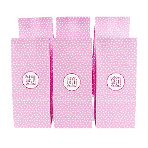 Papierdrachen Gastgeschenke zu Taufe und Kommunion - 12 Tauftüten-Sets mit 24 Aufklebern für Deine Feier - Schön DASS du da bist (rosa) Papierdrachen Gastgeschenke zu Taufe und Kommunion - 12 Tauftüten-Sets mit 24 Aufklebern für Deine Feier - Schön DASS du da bist (rosa) von Papierdrachen