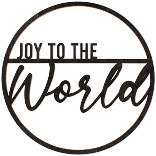 Papierdrachen Großer Cutoutring aus Holz mit dem Spruch Joy to The World - Farbe schwarz - der besondere Weihnachtsschmuck von Papierdrachen