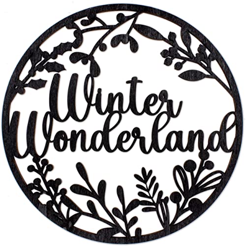 Papierdrachen Großer Cutoutring aus Holz mit dem Spruch Winter Wonderland - Farbe schwarz - der besondere Weihnachtsschmuck von Papierdrachen