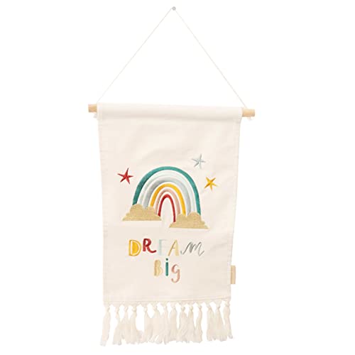 Papierdrachen Wanddeko für Jungen und Mädchen - Dekoration aus Stoff für das Kinderzimmer - Boho Wandteppich - Wandbehang mit Regenbogen - Set 3 von Papierdrachen