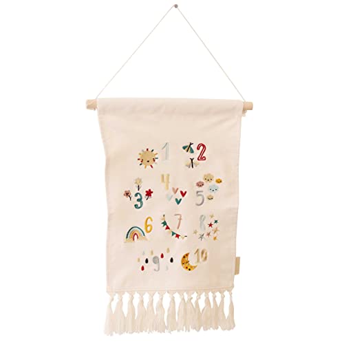 Papierdrachen Wanddeko für Jungen und Mädchen - Dekoration aus Stoff für das Kinderzimmer - Boho Wandteppich - Wandbehang mit Zahlen - Set 2 von Papierdrachen