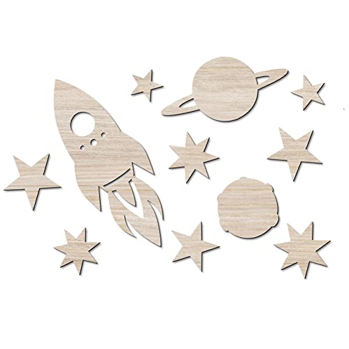 Papierdrachen Wanddekoration aus Holz - ideale Deko für das Kinderzimmer - Wooden Cutout - Vintage - Boho - Größe ca. 54 x 37 cm - Weltraum - Set 3 von Papierdrachen