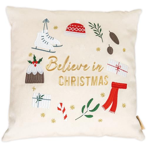 Papierdrachen Weihnachten - Kissenbezüge - mit dem Spruch Believe in Christmas - in Grösse 40x40cm von Papierdrachen