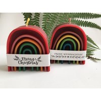 Weihnachtskerze Weihnachtsgeschenk Weihnachtsdekoration Christmas Dekoration Regenbogenkerze Merry Kerzengeschenk Weihnachten von Papiergarten