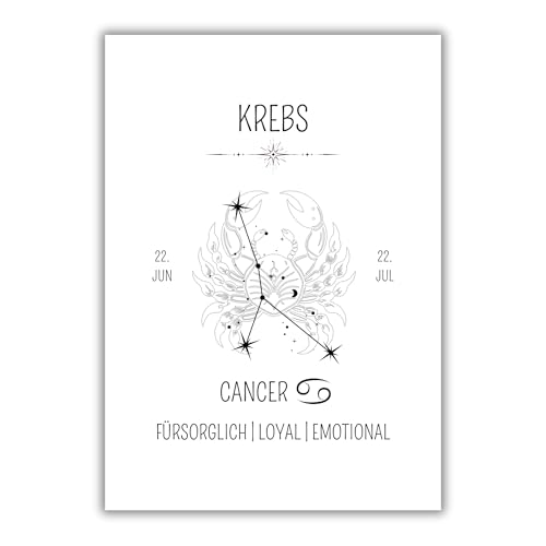 Papierkind™ Poster Sternzeichen Krebs - Cancer | Krebs Bild | Krebs Zodiak Poster | Cancer Wanddeko | Geschenk | in DIN A4 ohne Rahmen (A135-1) von Papierkind