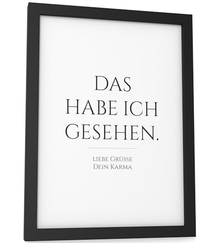 Papierschmiede® Bilder Home Kunstdruck mit Rahmen A5 (15x21 cm) Spruch Poster Zuhause Schrift Bild Wanddeko in schwarz weiß, Sprüche für Wohnzimmer Büro Küche, Karma von Papierschmiede