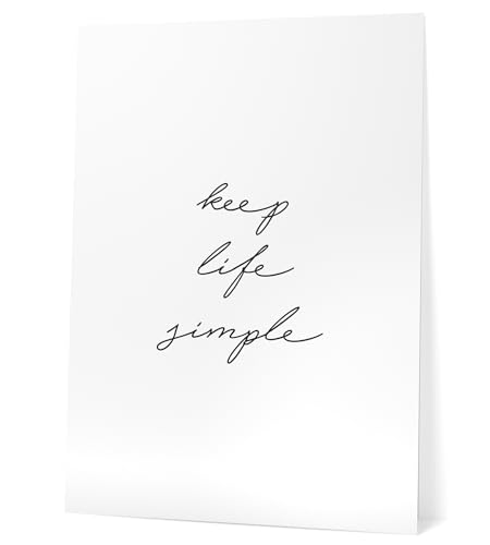 Papierschmiede® Bilder Home XXL Kunstdruck 40x50 cm Spruch Poster Zuhause Schrift Bild Wanddeko in schwarz weiß, Sprüche für Wohnzimmer Büro Küche, keep life simple von Papierschmiede