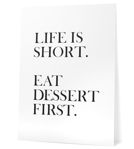 Papierschmiede® Bilder Home XXL Kunstdruck 40x60 cm Spruch Poster Zuhause Schrift Bild Wanddeko in schwarz weiß, Sprüche für Wohnzimmer Büro Küche, Dessert First von Papierschmiede