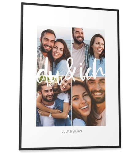 Papierschmiede® DU UND ICH personalisiertes Bild mit Fotos - A2 im Bilderrahmen XXL - Geschenke für Frauen - Geschenke für Männer - Personalisierter Fotodruck Paare Partner Weihnachten Valentinstag von Papierschmiede