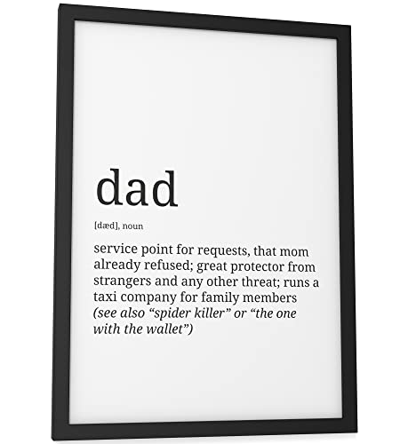 Papierschmiede® Definition Dad, A4 Bild gerahmt im schwarzen Holzrahmen, Wandbild für Wohnzimmer, Schlafzimmer, Küche, Esszimmer, Poster Geschenk Wanddeko Spruch aufhängefertig von Papierschmiede