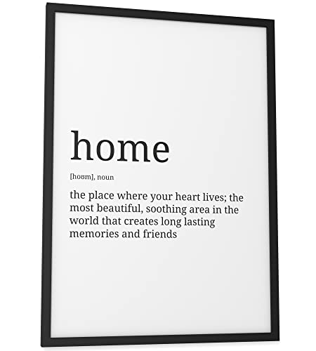 Papierschmiede® Definition Home, A3 Bild gerahmt im schwarzen Holzrahmen, Wandbild für Wohnzimmer, Schlafzimmer, Küche, Esszimmer, Poster Geschenk Wanddeko Spruch aufhängefertig von Papierschmiede