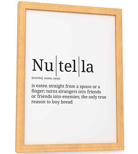 Papierschmiede® Definition Nutella (English), A5 Bild gerahmt im Natur-Holzrahmen, Wandbild für Wohnzimmer, Schlafzimmer, Küche, Esszimmer, Poster Geschenk Wanddeko Spruch aufhängefertig von Papierschmiede