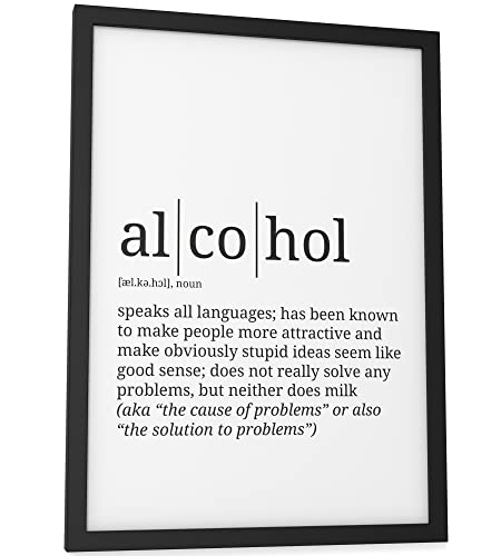 Papierschmiede® Definition Alcohol, A4 Poster für Wohnzimmer, Schlafzimmer, Küche, Esszimmer, Wandbild Geschenk Wanddeko Spruch English - ohne Rahmen von Papierschmiede