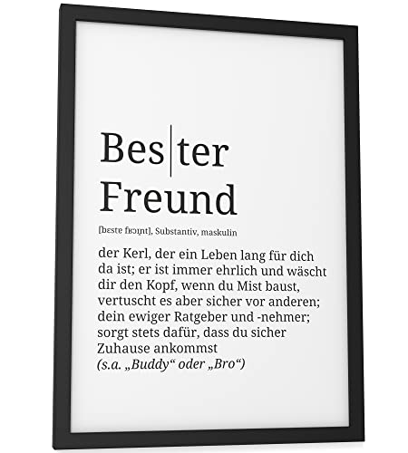 Papierschmiede® Definition: Bester Freund, DIN A4 fertig gerahmt (Rahmen: Material und Farbe wählbar), Wandbild für Wohnzimmer, Schlafzimmer, Küche, Esszimmer, Poster Geschenk Wanddeko aufhängefertig von Papierschmiede