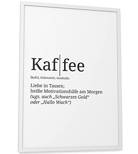 Papierschmiede® Definition: Kaffee, DIN A3 fertig gerahmt (Rahmen: Material und Farbe wählbar), Wandbild für Wohnzimmer, Schlafzimmer, Küche, Esszimmer, Poster Geschenk Wanddeko aufhängefertig von Papierschmiede