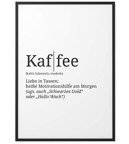 Papierschmiede® Definition: Kaffee, DIN A2 fertig gerahmt (Aluminium Rahmen, Farbe wählbar) XXL Poster für Wohnzimmer, Schlafzimmer, Küche, Esszimmer, Wandbild Geschenk Wanddeko von Papierschmiede