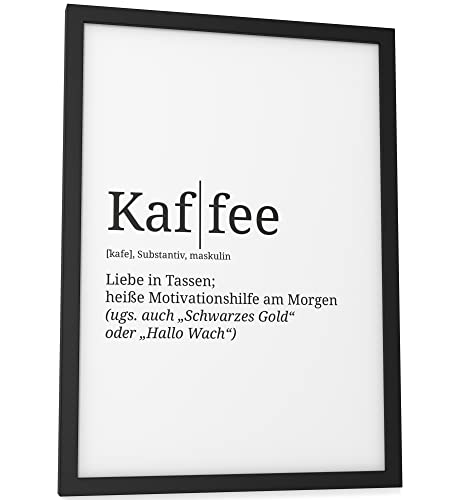 Papierschmiede® Definition: Kaffee, DIN A4 fertig gerahmt (Rahmen: Material und Farbe wählbar), Wandbild für Wohnzimmer, Schlafzimmer, Küche, Esszimmer, Poster Geschenk Wanddeko aufhängefertig von Papierschmiede