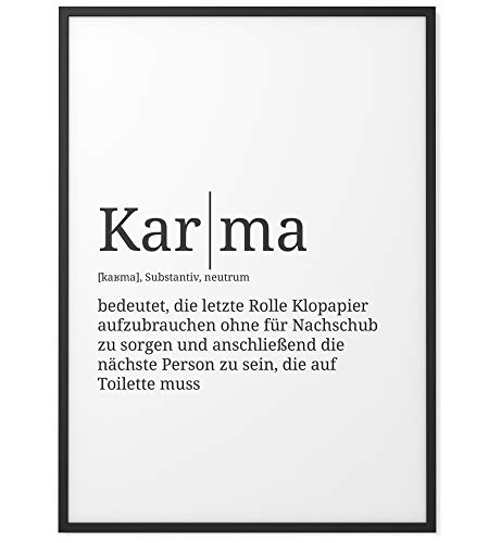 Papierschmiede® Definition: Karma, DIN A2 fertig gerahmt (Aluminium Rahmen, Farbe wählbar) XXL Poster für Wohnzimmer, Schlafzimmer, Küche, Esszimmer, Wandbild Geschenk Wanddeko von Papierschmiede