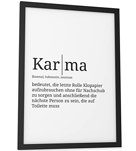 Papierschmiede® Definition: Karma, DIN A4 fertig gerahmt (Rahmen: Material und Farbe wählbar), Wandbild für Wohnzimmer, Schlafzimmer, Küche, Esszimmer, Poster Geschenk Wanddeko aufhängefertig von Papierschmiede