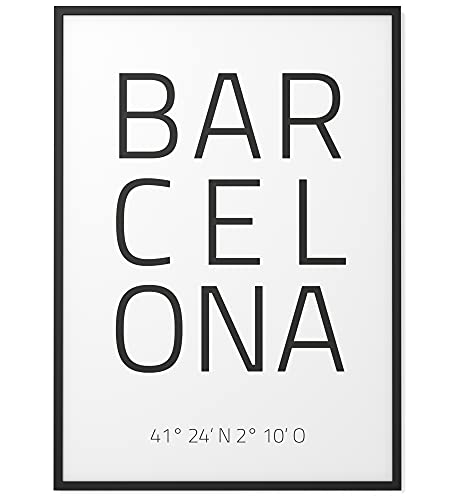 Papierschmiede® Geo Poster Koordinaten Barcelona, B2 (50x70 cm) Stadt Poster als Wanddeko für Wohnzimmer Schlafzimmer Küche Esszimmer, Spanien Katalonien, Bild ohne Rahmen von Papierschmiede
