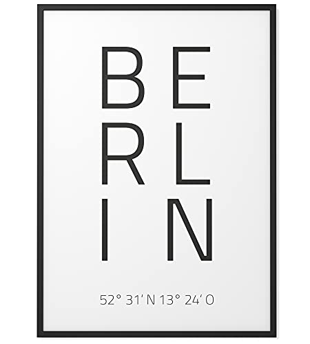 Papierschmiede® Geo Poster Koordinaten Berlin, A1 Stadt Poster als Wanddeko für Wohnzimmer Schlafzimmer Küche Esszimmer, Hauptstadt Großstadt Bärliner, Bild ohne Rahmen von Papierschmiede