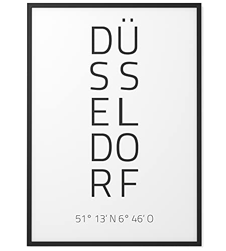 Papierschmiede® Geo Poster Koordinaten Düsseldorf, A2 Stadt Poster als Wanddeko für Wohnzimmer Schlafzimmer Küche Esszimmer, Ruhrgebiet Altstadt, Bild ohne Rahmen von Papierschmiede