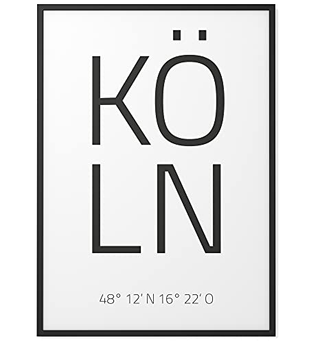 Papierschmiede® Geo Poster Koordinaten Köln, B2 (50x70 cm) Stadt Poster als Wanddeko für Wohnzimmer Schlafzimmer Küche Esszimmer, Kölle Schönste Stadt der Welt, Bild ohne Rahmen von Papierschmiede