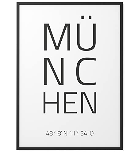 Papierschmiede® Geo Poster Koordinaten München, B2 (50x70 cm) Stadt Poster als Wanddeko für Wohnzimmer Schlafzimmer Küche Esszimmer, Oktoberfest Bayern, Bild ohne Rahmen von Papierschmiede