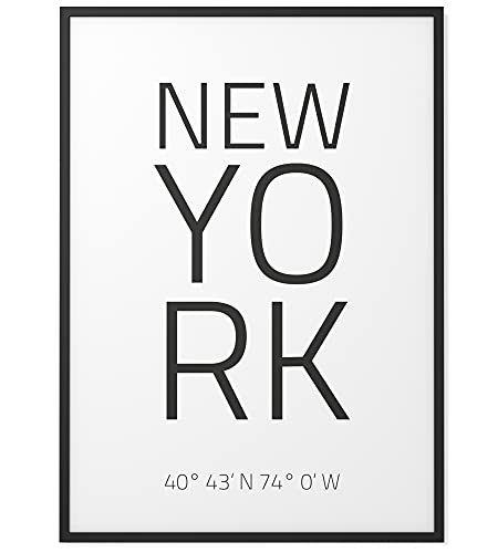 Papierschmiede® Geo Poster Koordinaten New York, A3 Stadt Poster als Wanddeko für Wohnzimmer Schlafzimmer Küche Esszimmer, USA East Coast, Bild ohne Rahmen von Papierschmiede