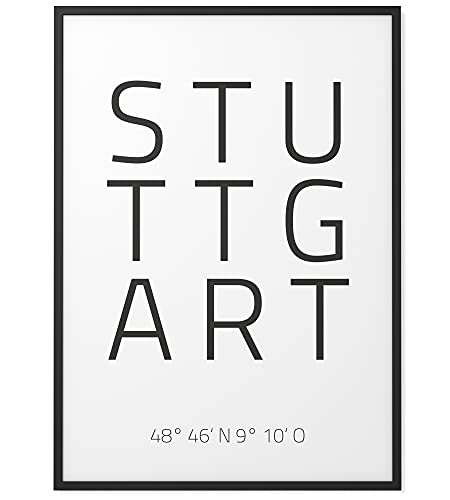 Papierschmiede® Geo Poster Koordinaten Stuttgart, B2 (50x70 cm) Stadt Poster als Wanddeko für Wohnzimmer Schlafzimmer Küche Esszimmer, Baden-Württemberg Schwabenland, Bild ohne Rahmen von Papierschmiede