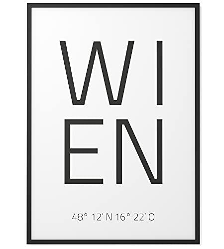 Papierschmiede® Geo Poster Koordinaten Wien, B2 (50x70 cm) Stadt Poster als Wanddeko für Wohnzimmer Schlafzimmer Küche Esszimmer, Hauptstadt Österreich, Bild ohne Rahmen von Papierschmiede