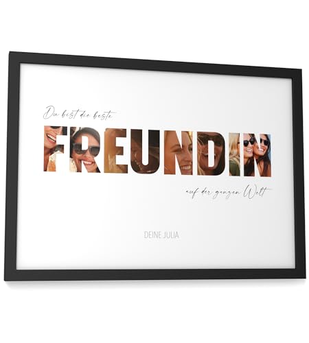 Papierschmiede® Geschenk für Beste Freundin personalisiertes Bild mit Fotos - A4 im Bilderrahmen - Geschenke für Frauen und Männer - BFF Dankeschön Geschenk Geburtstag Weihnachten von Papierschmiede