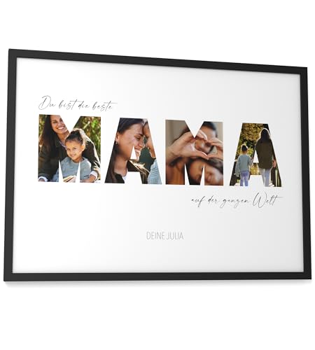 Papierschmiede® Geschenk für Mama Bild in A3 im Bilderrahmen - personalisierte Foto Geschenkidee für Weihnachten, personalisiertes Geschenk für Mama zum Muttertag - Beste Mama Geburtstag von Papierschmiede
