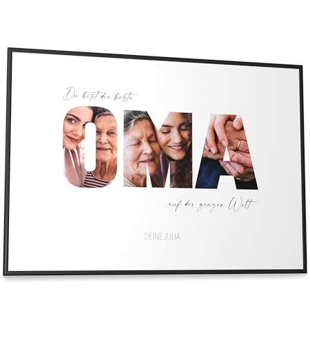 Papierschmiede® Geschenk für Oma Bild mit Fotos - A2 im Bilderrahmen XXL - Personalisiertes Geschenk für die Beste Oma Poster personalisierbar Geburtstag Muttertag Großmutter Weihnachten von Papierschmiede