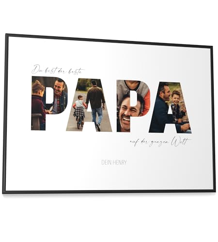 Papierschmiede® Geschenk für Papa Bild mit Fotos - A2 im Bilderrahmen XXL - Personalisiertes Vatertagsgeschenk - Bester Papa Poster personalisierbar Geburtstag Vatertag Weihnachten von Papierschmiede