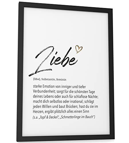 Papierschmiede® Herz Definition: Liebe, A4 fertig gerahmt (Rahmen: Material und Farbe wählbar), Wandbild für Wohnzimmer, Schlafzimmer Wanddeko, Poster Geschenk Geburtstag Jahrestag von Papierschmiede