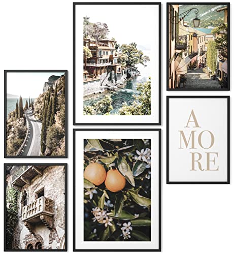 Papierschmiede® Mood Poster Set Italian Orange, Bilder Wohnzimmer Deko Schlafzimmer, 2x DIN A3 und 4x DIN A4, Italien Toskana Urlaub Amore - Wandposter ohne Rahmen von Papierschmiede