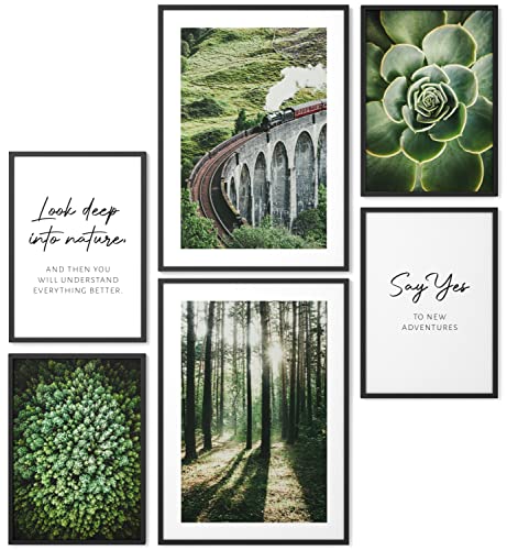 Papierschmiede® Mood Poster Set Green Explorer, Bilder Wohnzimmer Deko Schlafzimmer, 2x DIN A4 und 4x DIN A5, Reisen Natur Abenteuer Grün - Wandposter ohne Rahmen von Papierschmiede