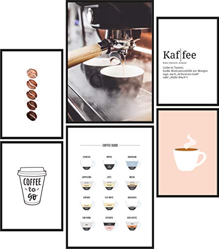 Papierschmiede® Mood Poster Set Kaffee, Bilder als Wanddeko, Küche & Wohnzimmer, 2x 30x40cm und 4x 21x30cm, Küche Espresso Cappuccino - ohne Rahmen von Papierschmiede