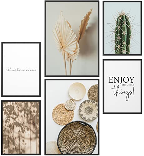 Papierschmiede® Mood Poster Set Little Boho Things, Deko Bilder Wohnzimmer, 2x 30x40 cm und 4x 20x30 cm, Home Decoration Boho Style Kaktus Grün Natur - Wandposter ohne Rahmen von Papierschmiede