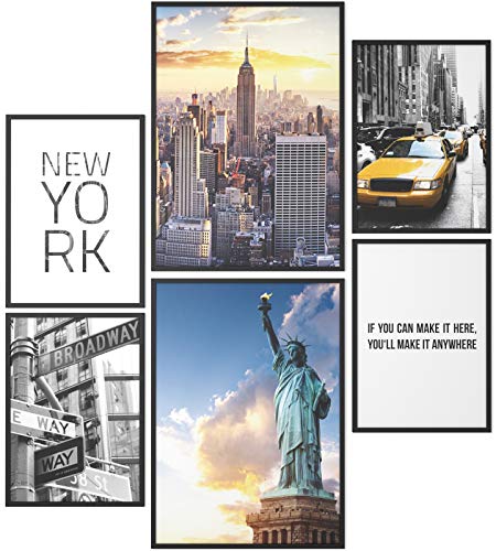 Papierschmiede® Mood Poster Set New York, Bilder als Wanddeko ohne Rahmen, Wohnzimmer & Schlafzimmer, 2x DIN A4 und 4x DIN A5, USA America Freiheitsstatue von Papierschmiede