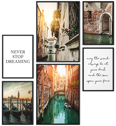 Papierschmiede® Mood Poster Set Venedig, Bilder Wohnzimmer Deko Schlafzimmer, 2x 30x40cm und 4x 21x30cm, Wasser Stadt Italien - Wandposter ohne Rahmen von Papierschmiede