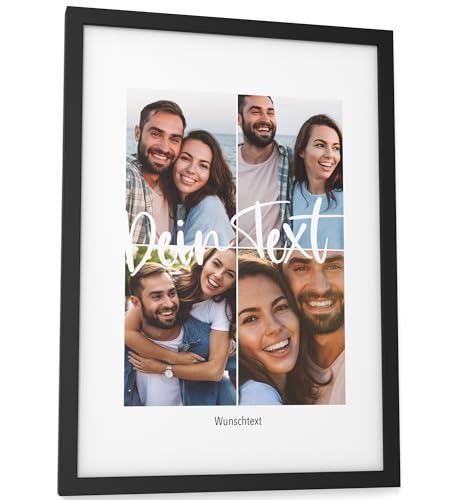Papierschmiede® Personalisiertes Bild mit Fotos und Wunschtext - A4 im Bilderrahmen - Geschenke für Frauen - Geschenke für Männer - Personalisierter Fotodruck Paare Partner Weihnachten Valentinstag von Papierschmiede