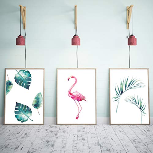 Papierschmiede® Premium Motiv-Set | Stilvolles Poster-Set als Wand-Deko für den Bilderrahmen | 3er-Set à DIN A1 | Motiv: Flamingo Aquarell von Papierschmiede