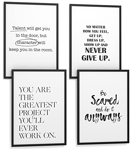 Papierschmiede® Premium Spruchbilder Set 4er mit Rahmen, DIN A3 fertig gerahmt (Material und Farbe wählbar) Motiv: You’re Great, Bilder Set mit Sprüchen, Poster Typografie Wohnzimmer Liebe von Papierschmiede