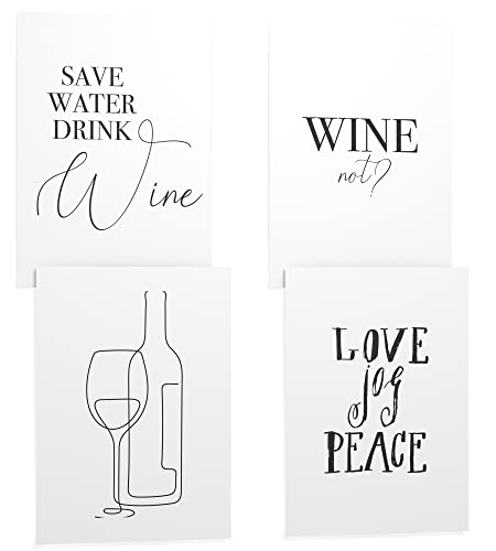 Papierschmiede® Premium Spruchposter Set 4er 40x60 cm, Motiv: Wine, Englisch Traube Vino, Typografie Bilder Schlafzimmer Wohnzimmer ohne Rahmen von Papierschmiede