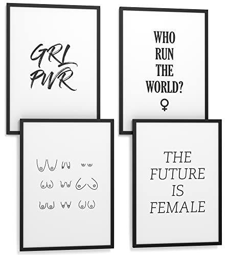 Papierschmiede® Premium Spruchposter Set 4er DIN A3 (30x42 cm) Motiv: Girl Power, Typografie Bilder Wohnzimmer Schlafzimmer ohne Rahmen von Papierschmiede